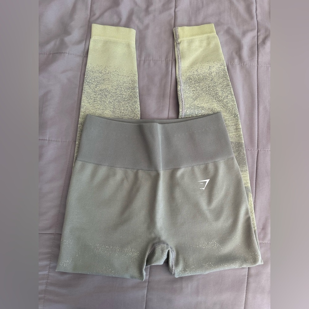 GYMSHARK WOMENS TAUPE OMBRÉ SEAMLESS LEGGINGS SMALL